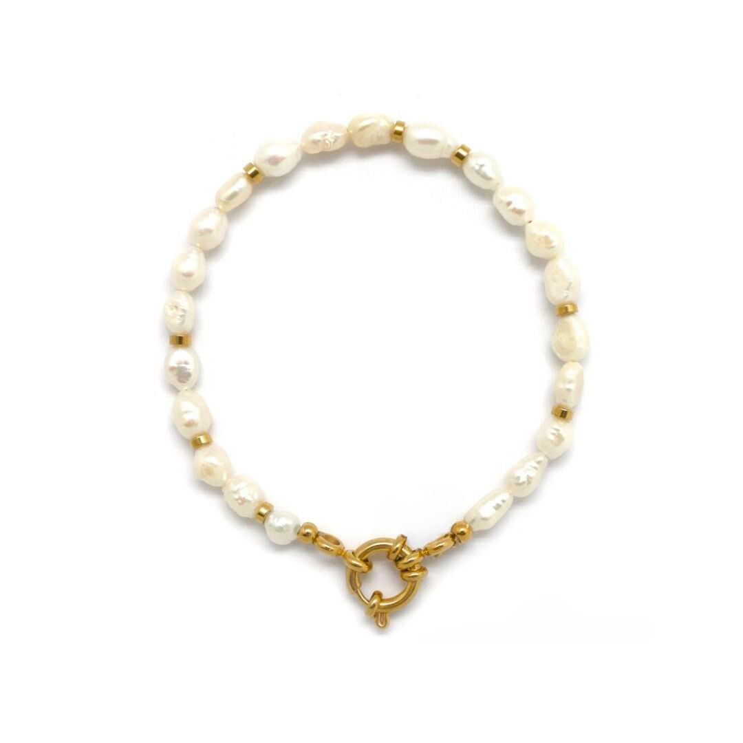 Bracelet perles d&#39;eau douce blanches 7-8mm - Siana