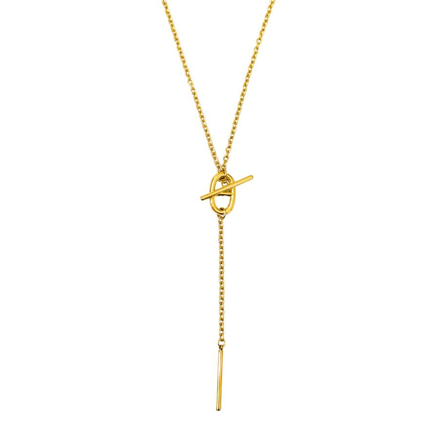 Collier en Y maille marine avec barre en acier inoxydable | Nora