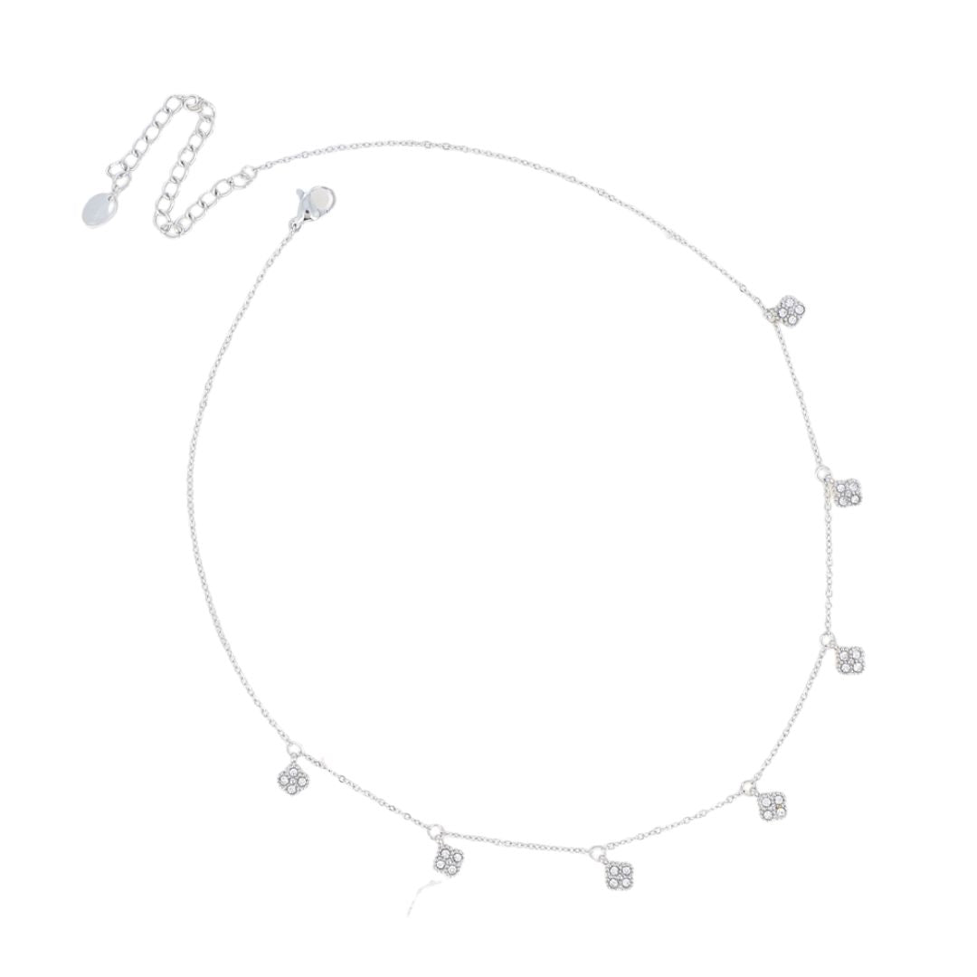 Collier avec mini pampilles trèfle en acier inoxydable argenté