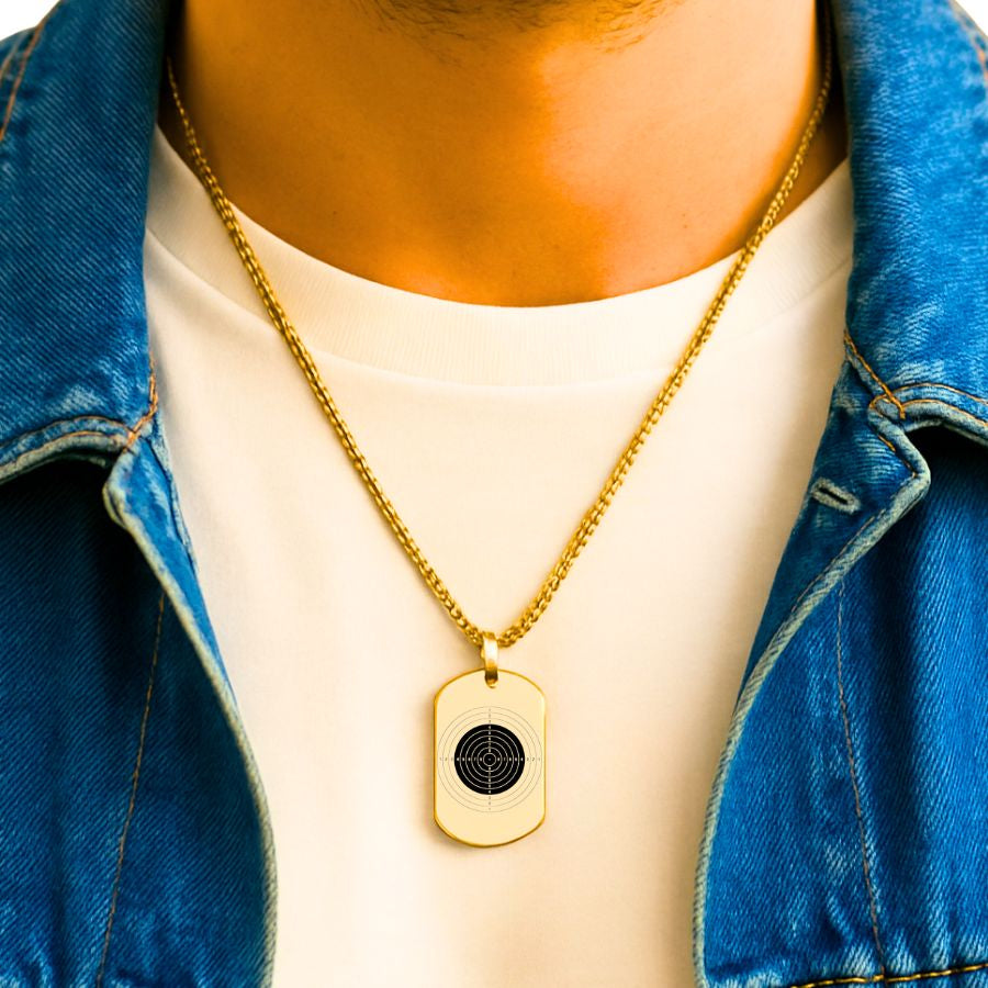 Collier homme médaille à personnaliser rectangulaire en acier inoxydable | Ambre