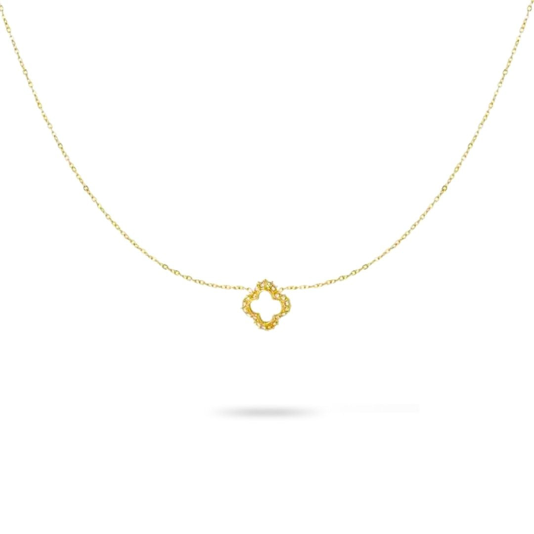 Collier trèfle strass acier inoxydable strass - Paloma