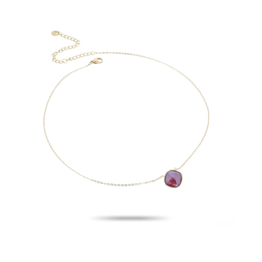 Collier fantaisie pendentif cristal violet