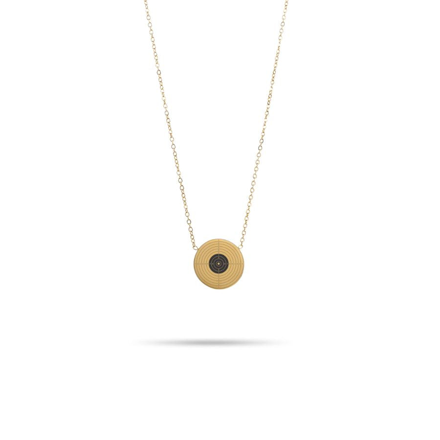 Collier cible pistolet à personnaliser en acier inoxydable doré