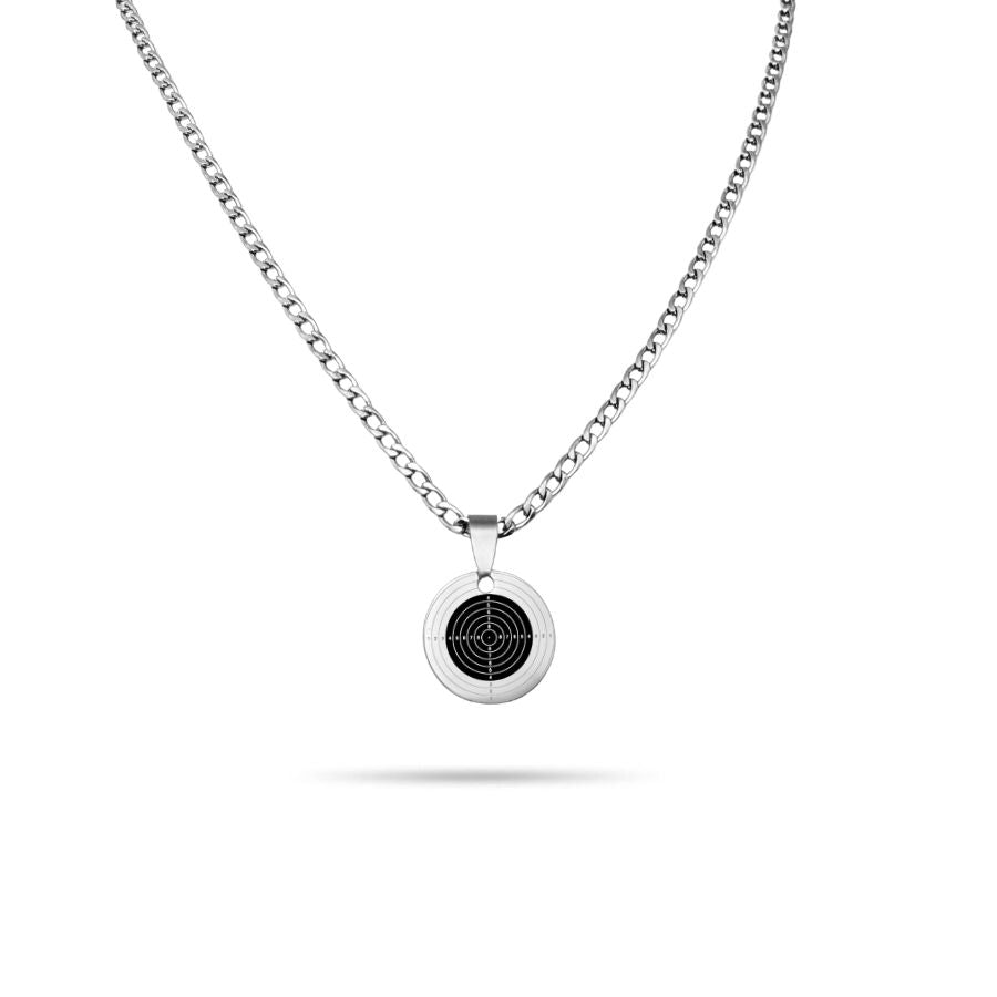 Collier pendentif rond pour homme à personnaliser en acier inoxydable | Ambre