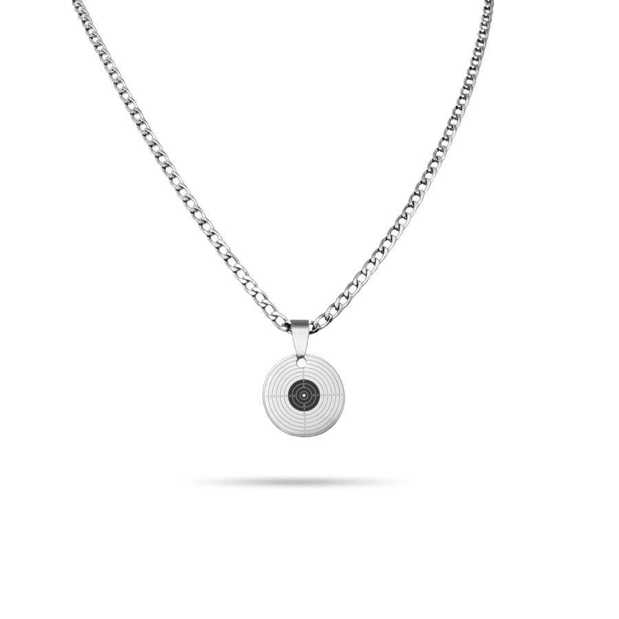 Collier pendentif rond pour homme à personnaliser en acier inoxydable | Ambre
