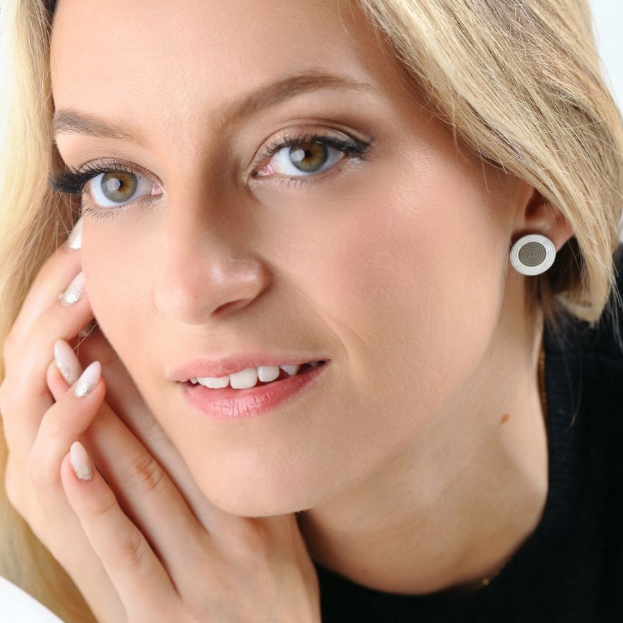 Boucles d'oreilles puces rondes cible carabine ou pistolet en acier inoxydable - Ambre