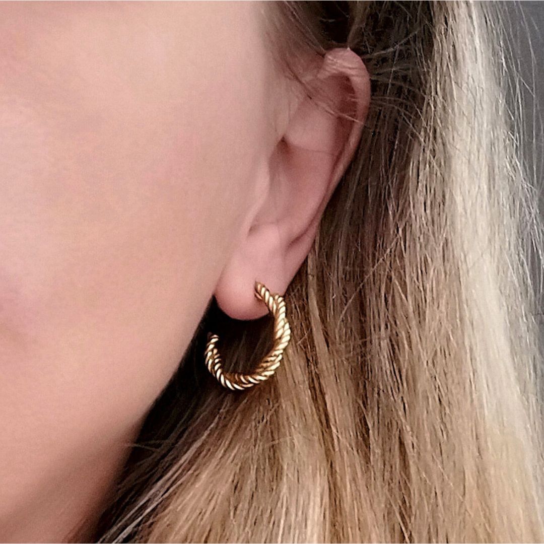 Créoles chaîne torsadée acier inoxydable argentée