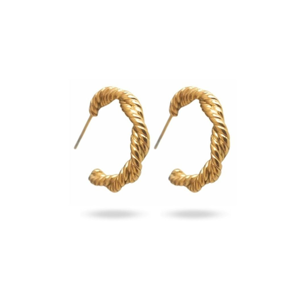 Créoles chaîne torsadée acier inoxydable dorée