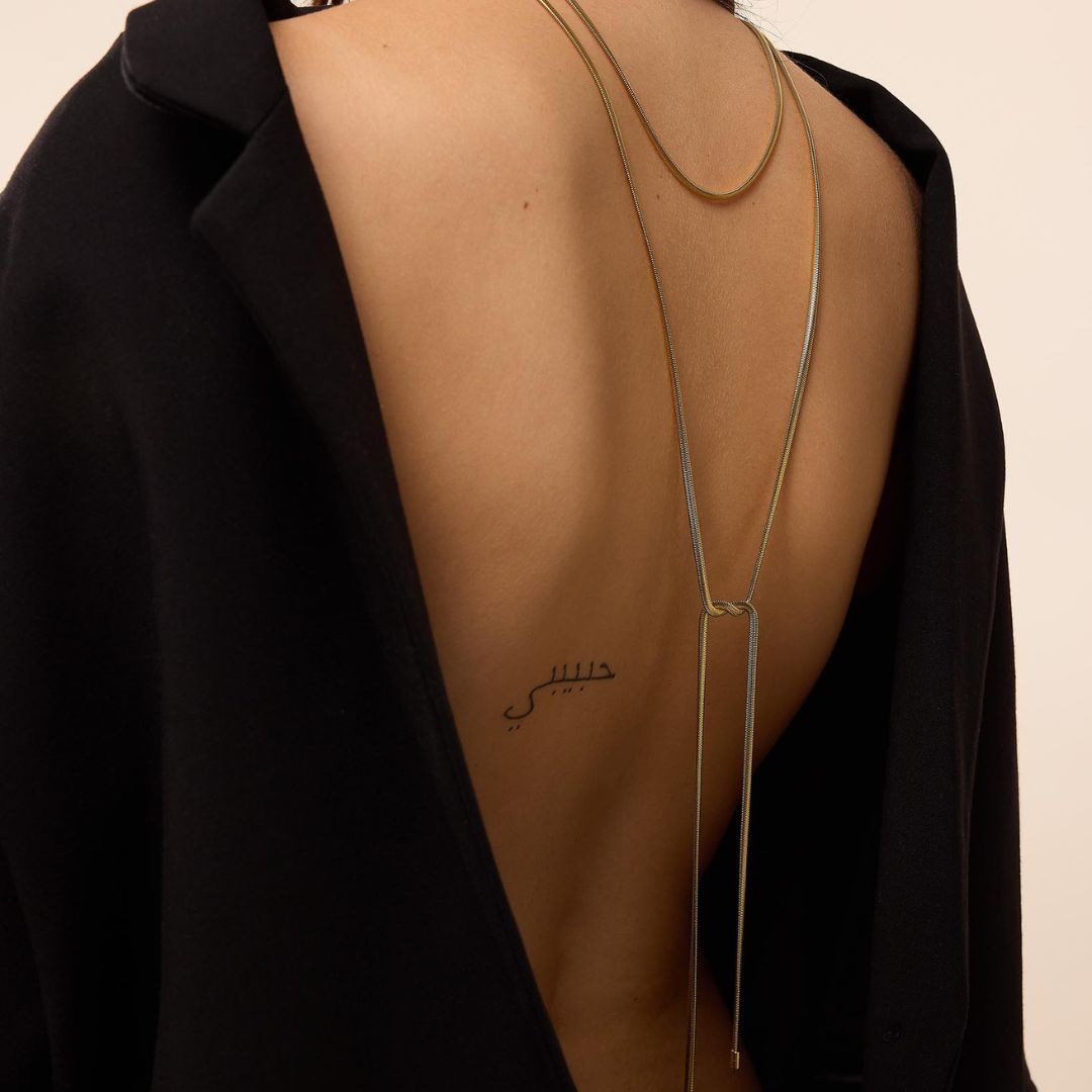 Sautoir Collier écharpe maille serpent en acier inoxydable doré