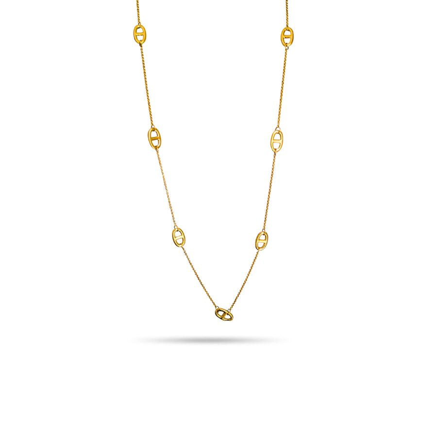 Sautoir mailles grain de café pour femme en acier inoxydable