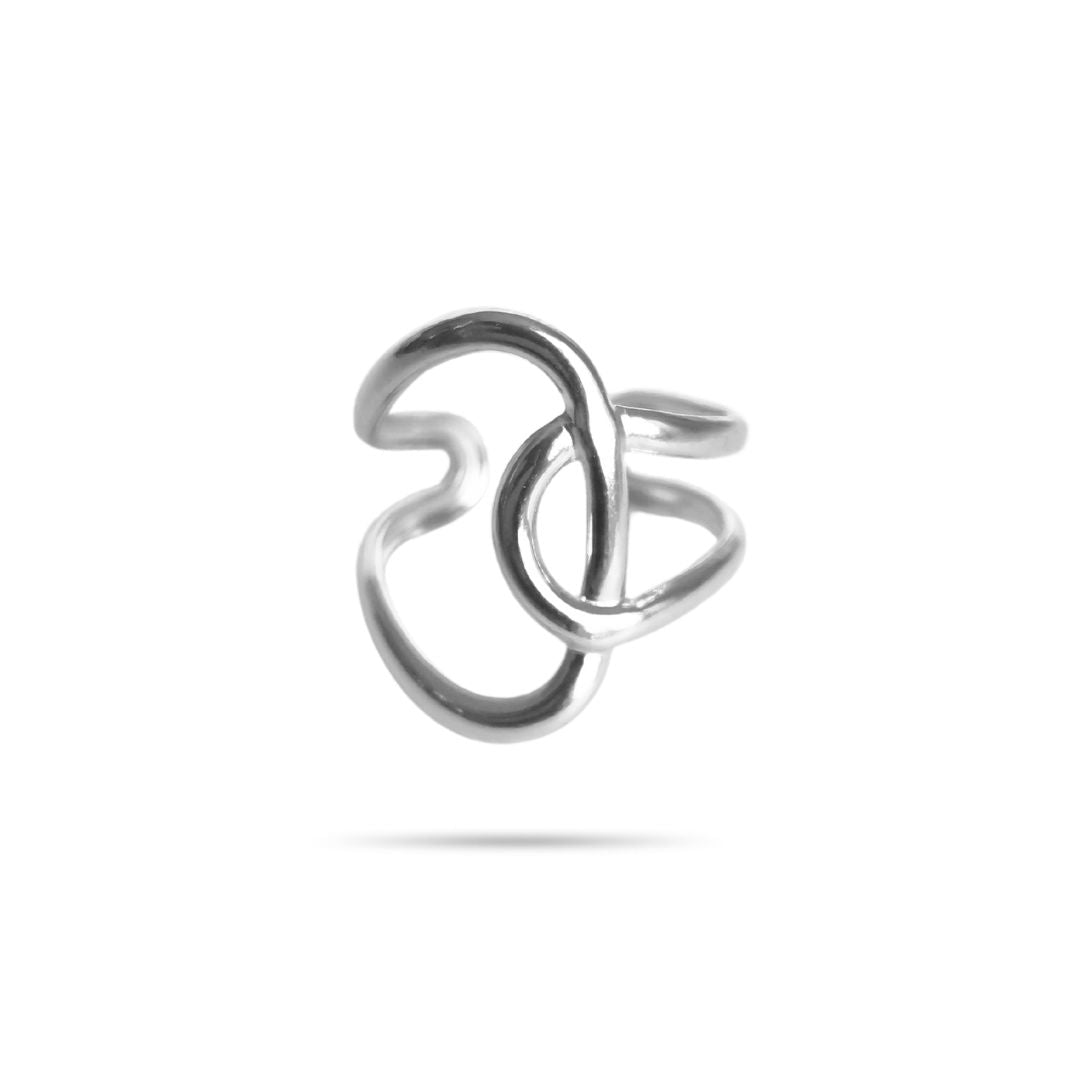 Bague fantaisie originale asymétrique en acier inoxydable argenté
