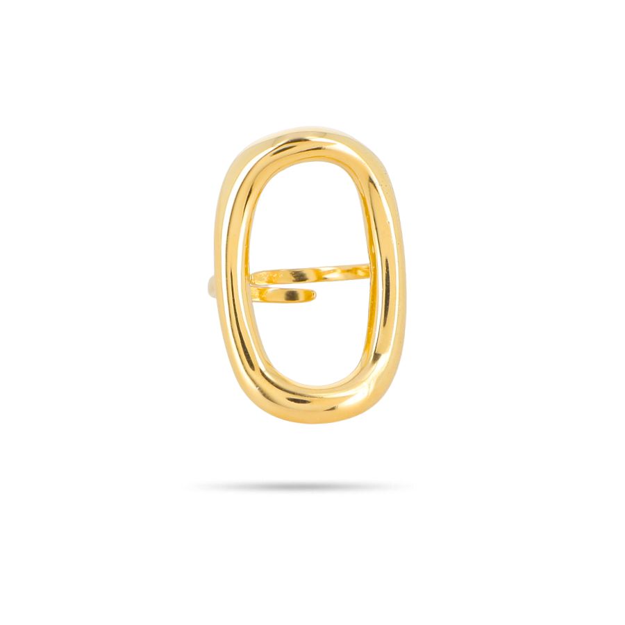 Bague fantaisie originale rectangle en acier inoxydable doré | Kyara