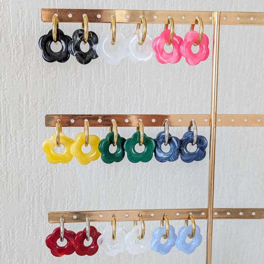 Breloques interchangeables en forme de fleur multicolores