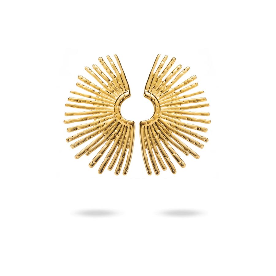 boucles d'oreilles en forme de demi soleil en acier inoxydable dorée