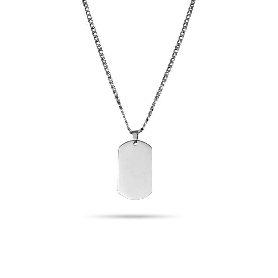 Collier médaille rectangulaire à graver pour homme en acier inoxydable doré | Éric