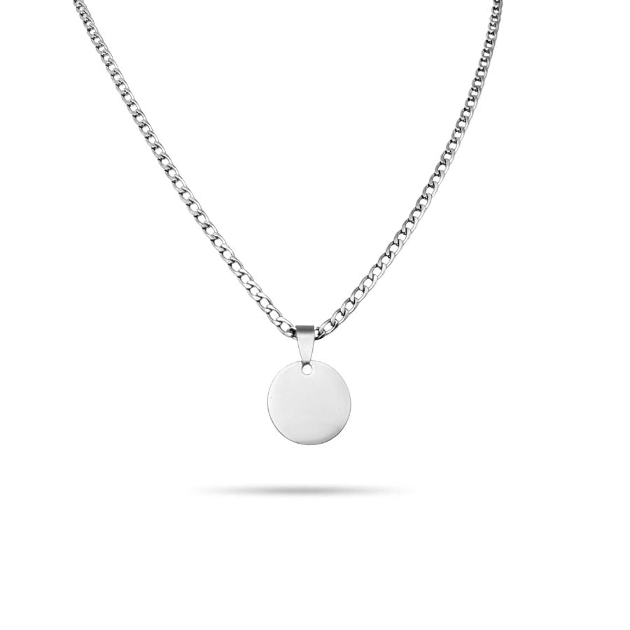 Collier médaille ronde à personnaliser pour homme en acier inoxydable doré | Antoine