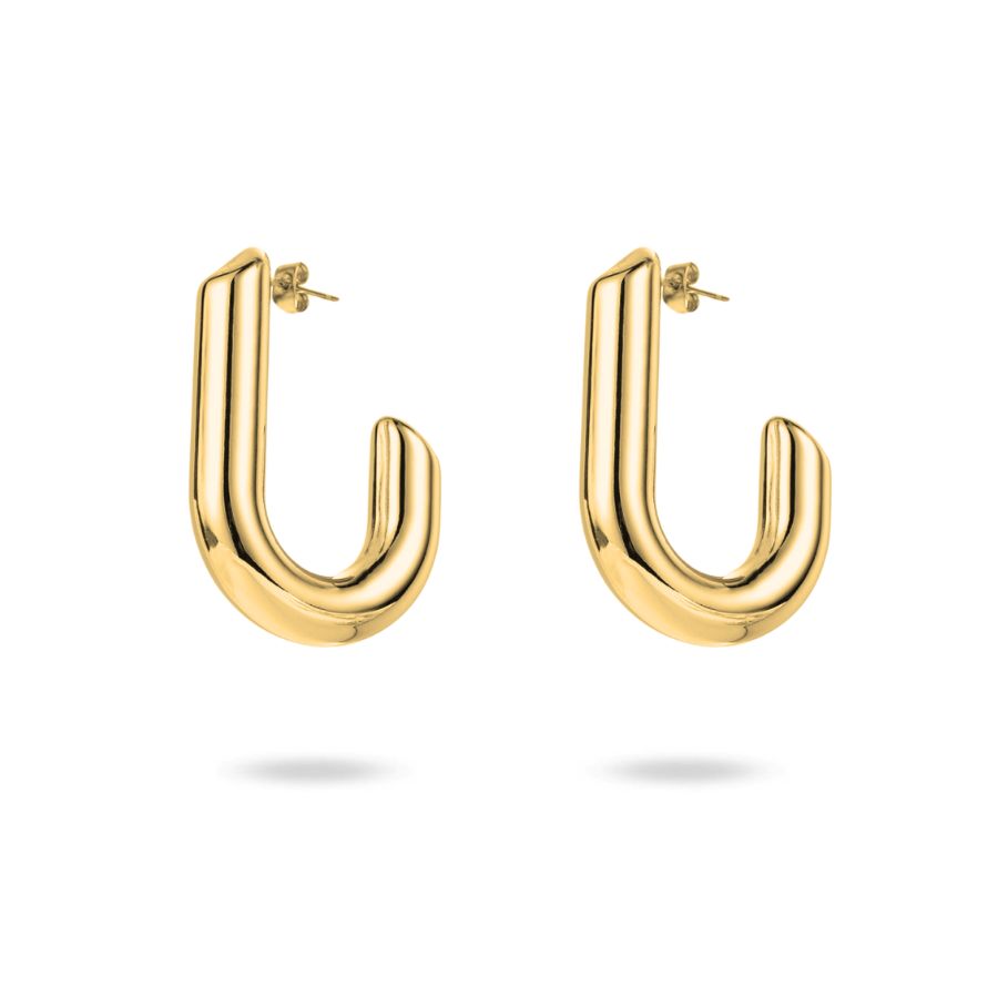 Créoles originales épaisses en J en acier inoxydable doré