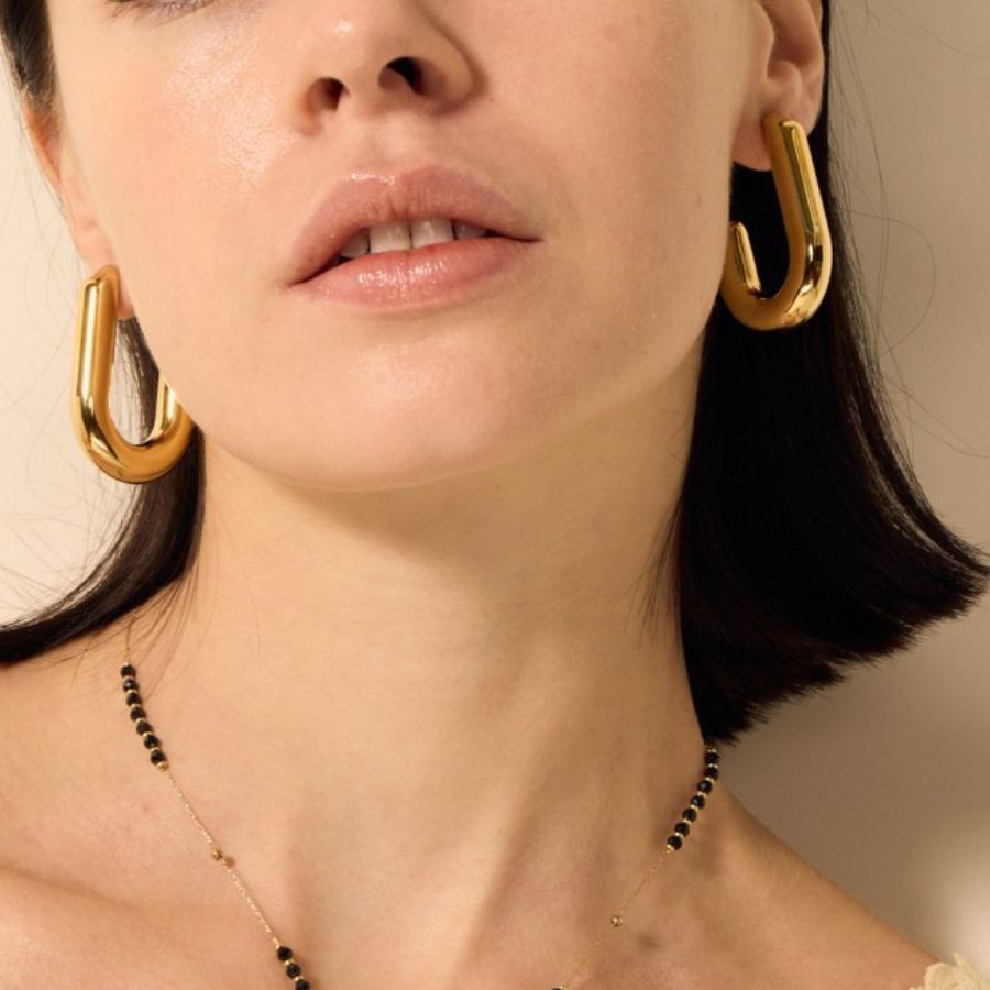 Créoles originales épaisses en J en acier inoxydable argenté