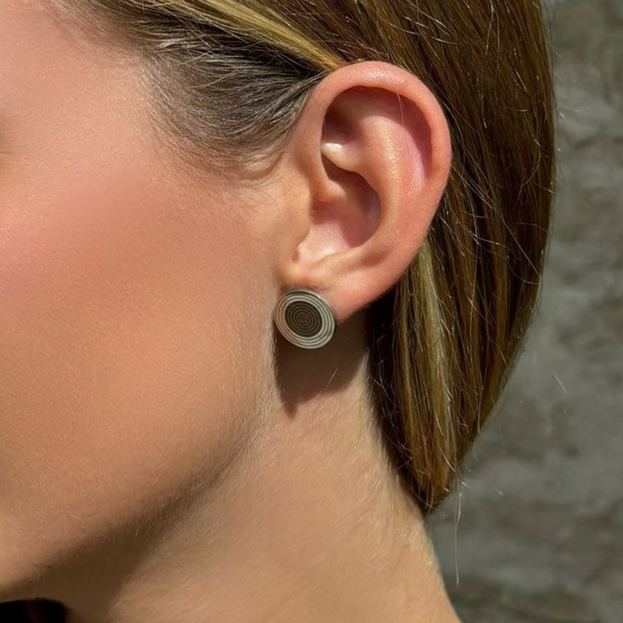 Boucles d'oreilles puces rondes cible carabine ou pistolet en acier inoxydable - Ambre