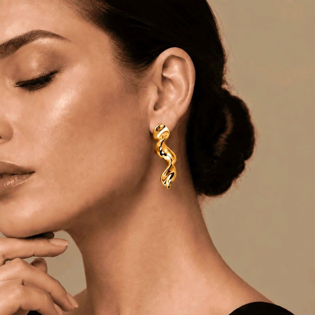 Boucles d'oreilles pendantes torsadées en acier inoxydable | Alix
